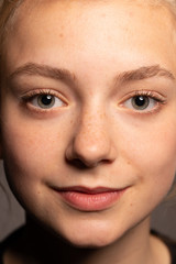 blond teen girl blue eyes  sharp