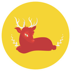 red deer on a yellow background. vector illustration