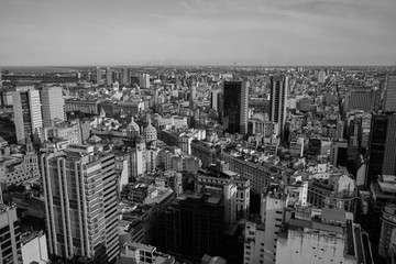 Aerial view of Buenos Aires-Argentina. Buildings, cityscape and panoramic of the city. Black and White landscape