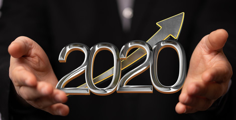 business year 2020 up goals and success illustration
