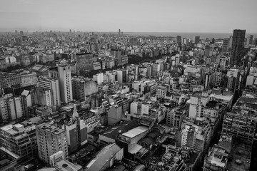 Aerial view of Buenos Aires-Argentina. Buildings, cityscape and panoramic of the city. Black and White landscape       