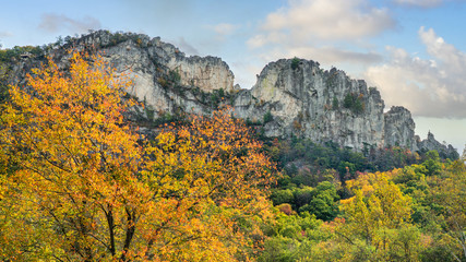 Autumn view of  Seneca Rocks in West Virginia