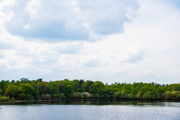 Fototapeta na wymiar Beautiful lake in the middle of moorland at National park Maasduinen, province Limburg the Netherlands