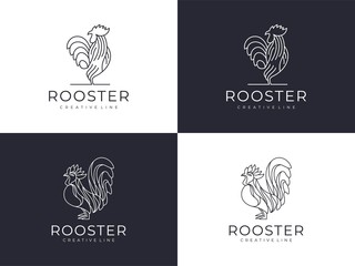 Rooster Outline logo sets amazing illustrations