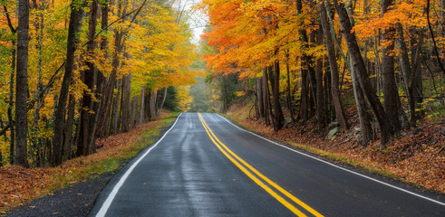 Scenic drive in Autumn - Virginia country road.