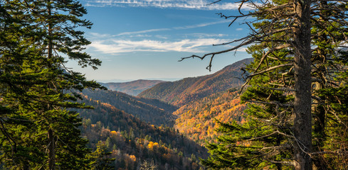 Smoky Mountain National Park in Autumn - Morton Overlook and newfound gap