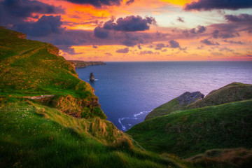 Fototapeta na wymiar Amazing Cliffs of Moher at sunset in Ireland, County Clare.