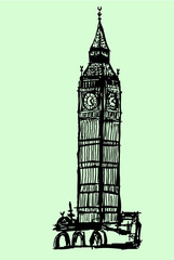 London clock tower big ben graphic design vector art