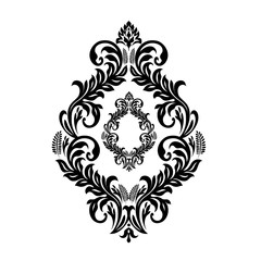 Damask white and black ornament.Traditional pattern.Decorative element eastern tracery.Floral ,victorian,baroque,Indian design. Texture for arabic wallpapers.