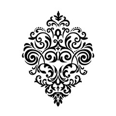 Damask white and black ornament.Traditional pattern.Decorative element eastern tracery.Floral ,victorian,baroque,Indian design. Texture for arabic wallpapers.