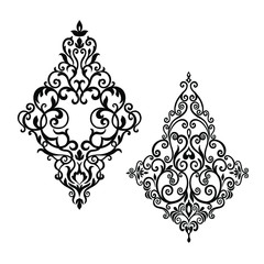  Oriental vector damask patterns for greeting cards and wedding invitations.