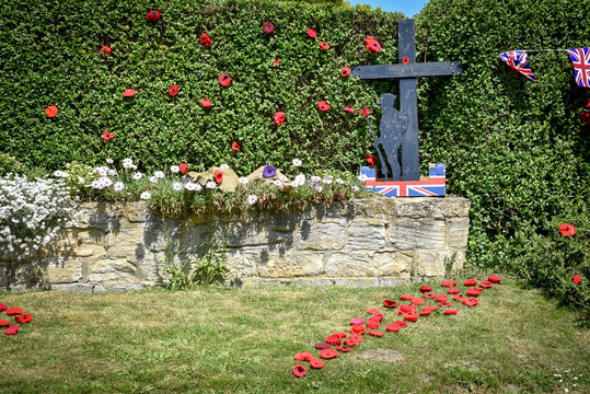 Preparations streets  in Ackworth, West Yorkshire to   celebrate peace after years of devastating war.