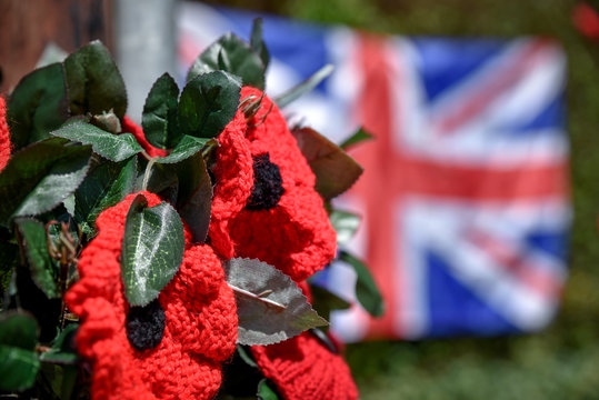 Preparations streets  in Ackworth, West Yorkshire to   celebrate peace after years of devastating war. - Powered by Adobe