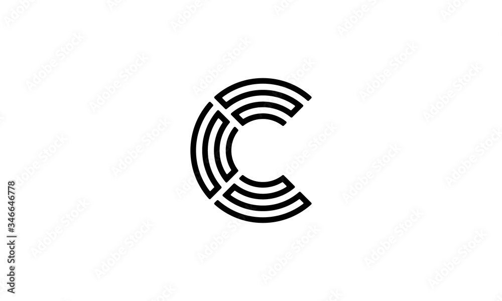 Fototapete initial c with line style logo design concept