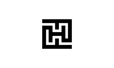 initial H square link connection logo design concept