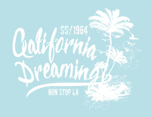 California Dreaming embroidery graphic design vector art