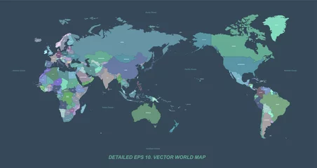 Hallo detaillierte Vektorweltkarte. Bearbeitbarer Weltkartenvektor mit dem Namen des Landes. © Tuna salmon