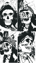 Skull embroidery graphic design vector art