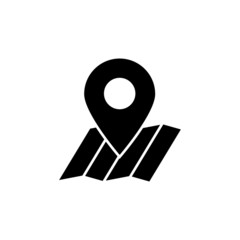 route sign icon in black flat design on white background