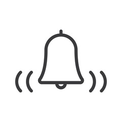 Bell icon, vector illustration alarm. New message symbol, user interface sign.