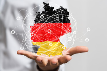 map of Germany. Wire frame 3D mesh