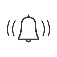 Bell icon, vector illustration alarm. New message symbol, user interface sign.