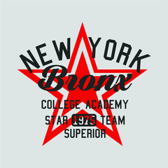 New york Bronx print embroidery graphic design vector art