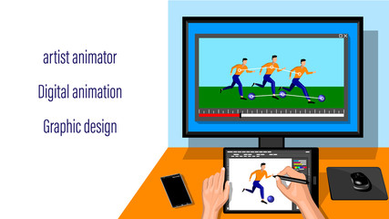 Animator designer in creative process art project