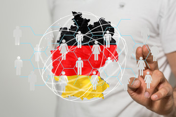 map of Germany. Wire frame 3D mesh