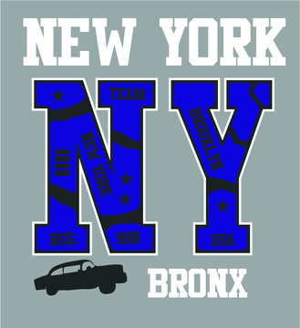 New york College style print embroidery graphic design vector art