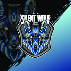 Wolf Head Logo Mascot Emblem on shield. Fox college sports teams, e-sport, school logo, tattoo, avatar, print t-shirt. The design of the character of a wild and beast. Vector illustration