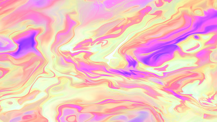 Fototapeta na wymiar Iridescent background. Crazy wavy texture. Fluid neon waves. Trippy liquid rainbow effect. Acid marbling holographic mixture.