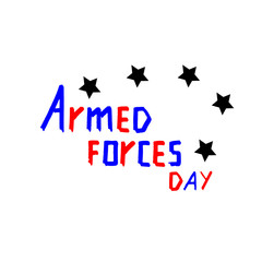 US Armed Forces Day. Line-by-line lettering with stars.
