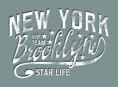 New York Brooklyn college print embroidery graphic design vector art