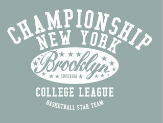 New York Brooklyn college print embroidery graphic design vector art