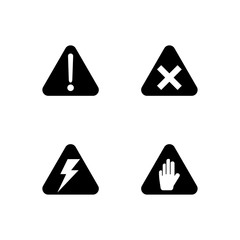 Set of hazard warning glyph icon design vector. Danger triangle symbol design. Industrial warning icon. Editable black stroke.