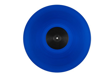 Blue vinyl disk on a white background 
