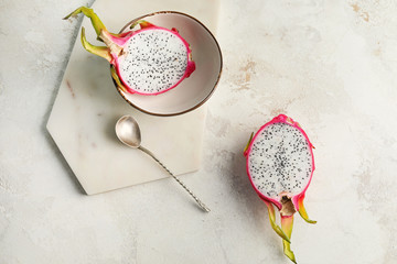 Tasty dragon fruit on white background