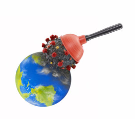 Using toilet plunger to remove the Coronavirus from planet earth