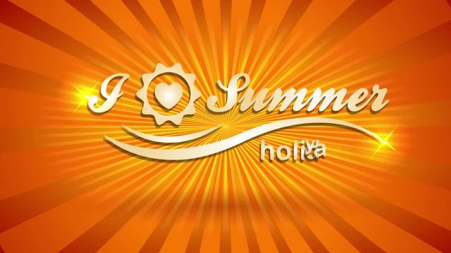 i love summer holidays written with golden letters on a sunshine background for fancy tourist agency or business related concept