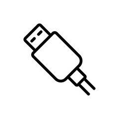 usb charging wire icon vector. usb charging wire sign. isolated contour symbol illustration - obrazy, fototapety, plakaty