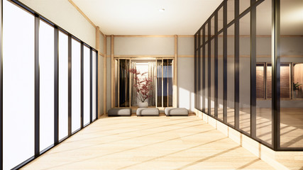 Office business - beautiful japanroom meeting room and conference table, modern style. 3D rendering