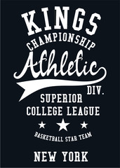 New york college style print embroidery graphic design vector art