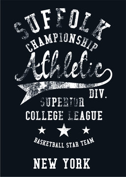 New york college style print embroidery graphic design vector art