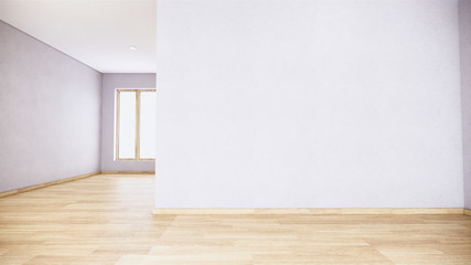 Empty room white on wooden floor interior design.3D rendering