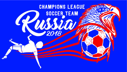 Russia soccer print embroidery graphic design vector art