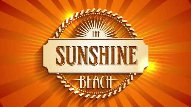 glamorous holiday destination publicity with text the sunshine beach written over background made with striking light rays using golden letters