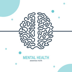 Brain continuous line icon, simple vector image