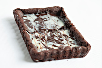 Home made brownies with marbled icing
