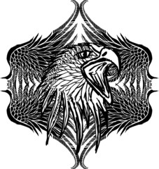 Tattoo tribal Hand drawing winged eagle print embroidery graphic design vector art